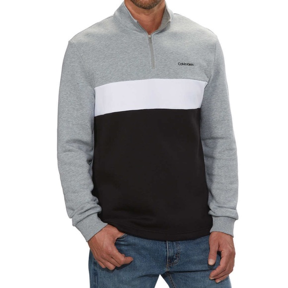 Calvin Klein Men’s Quarter Zip Pullover Minimalist Preppy Classic XL Streetwear - Picture 1 of 12